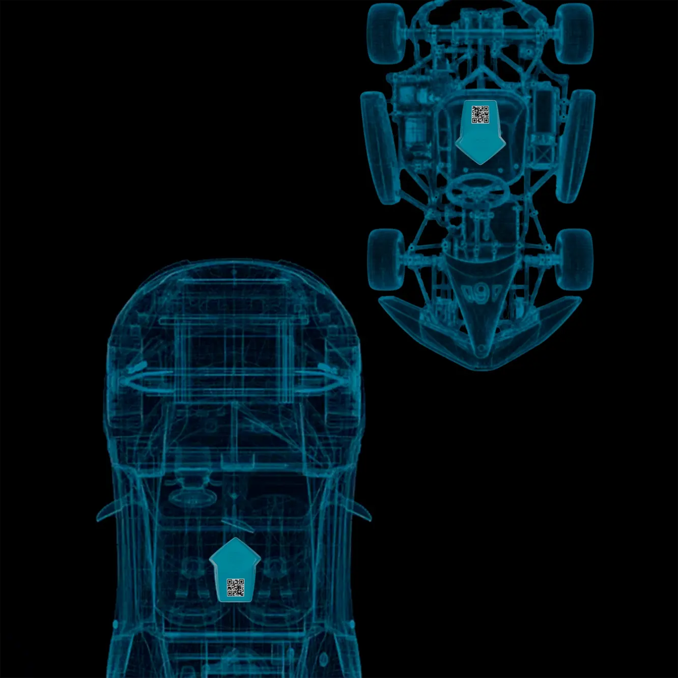 FIA IDR placement illustrated in a car and a kart chassis